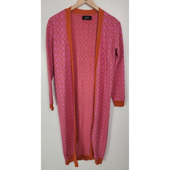 AKIRA Women's Sz. S Pink & Orange Long Sleeve Duster Cardigan Sweater - Picture 1 of 5